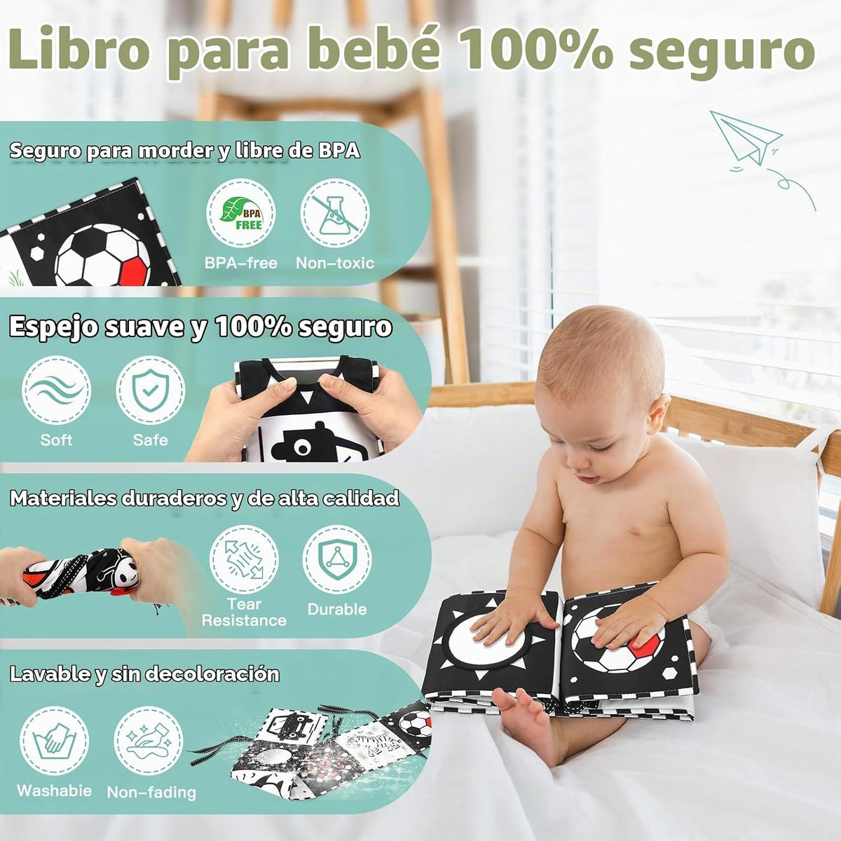 AJsupojouet Juguetes para bebés de alto contraste para recién nacid...