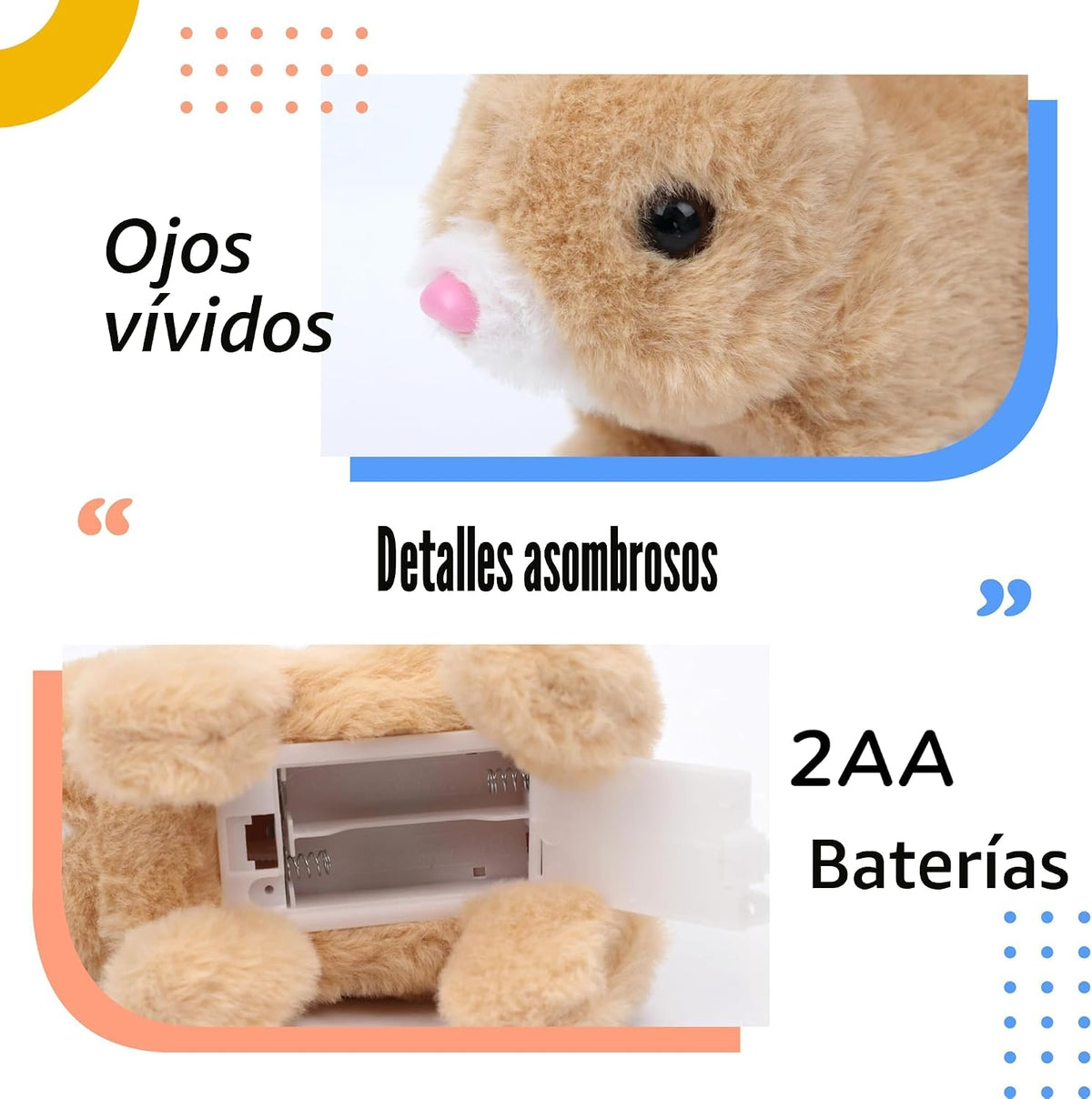 Hopearl - Conejo saltarín, juguete interactivo electrónico de peluc...
