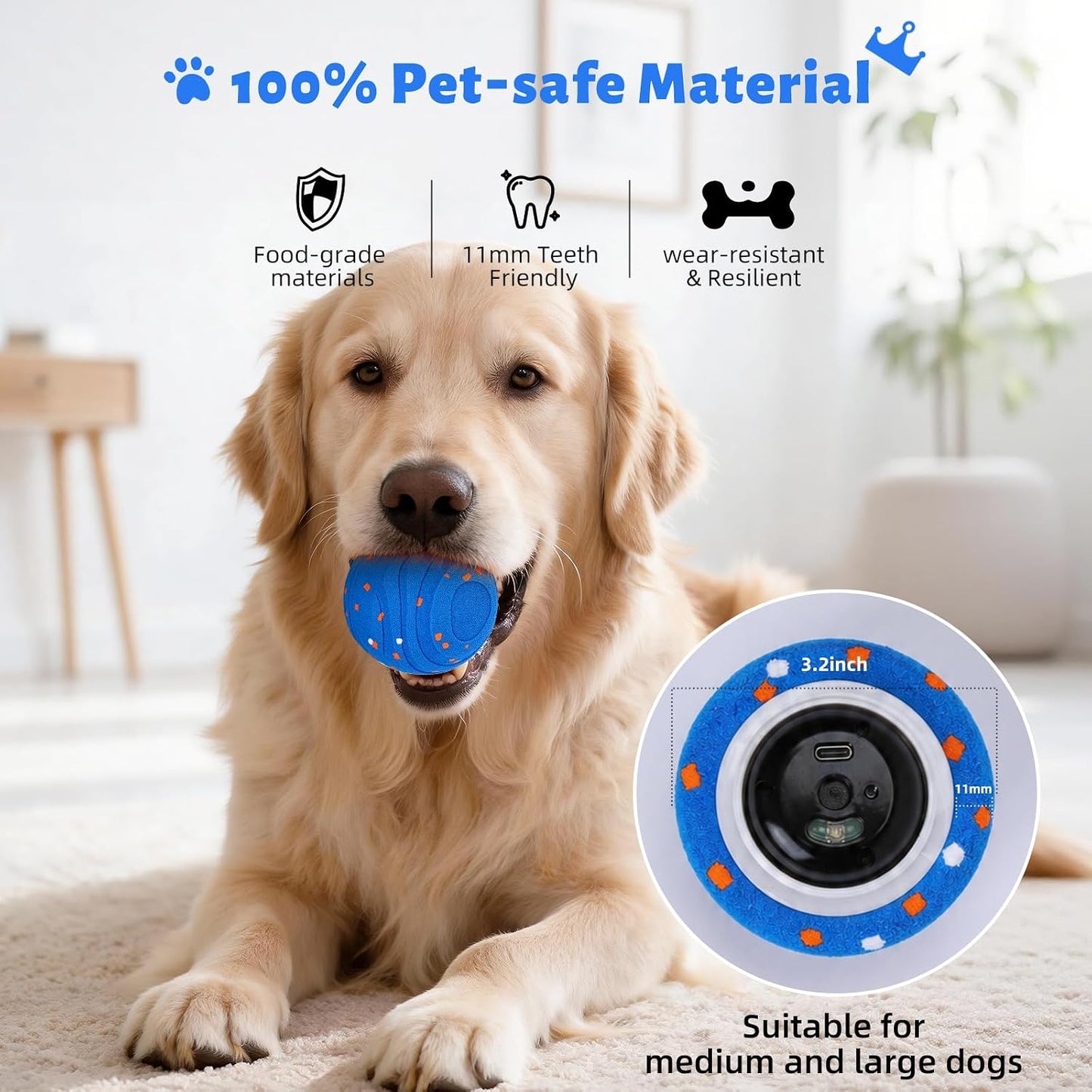 Pelota de juguetes inteligentes interactivos para perros, movimient...