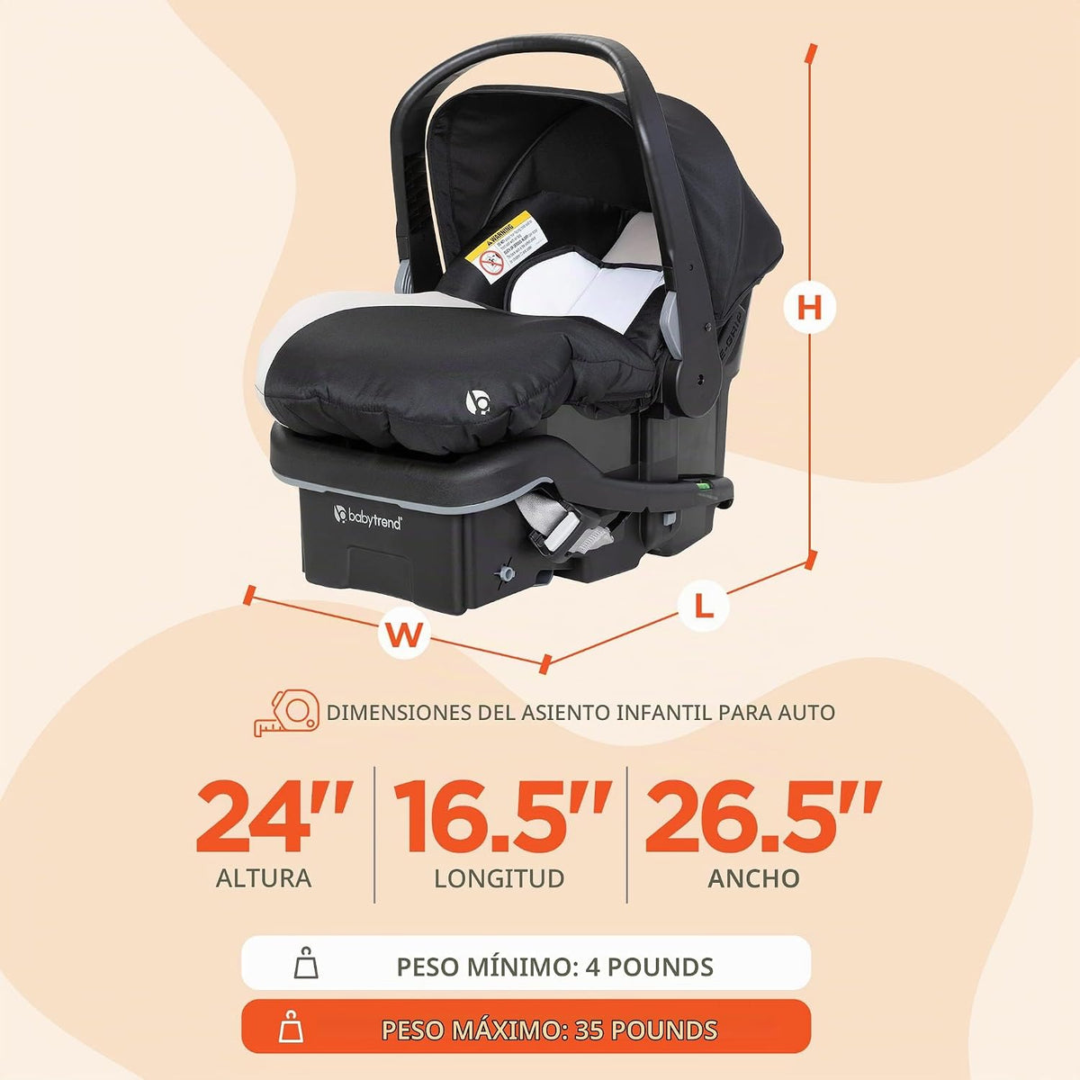 Baby Trend EZ-Lift 35 Plus Asiento de Auto Infantil Ergonómico y Li...