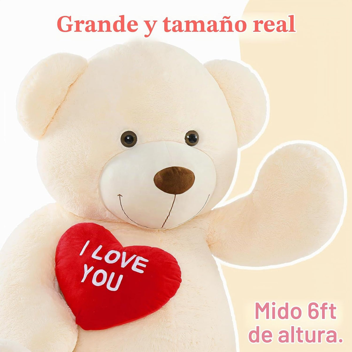 BENINY Oso de peluche gigante de corazón rojo de 6 pies, oso de pel...