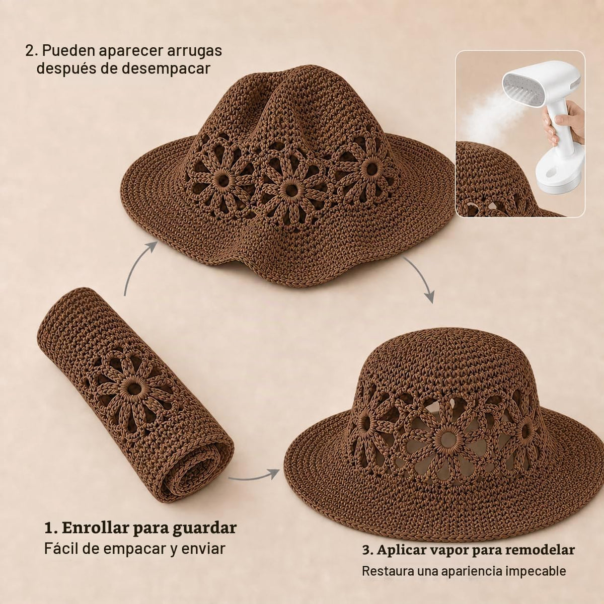 Mazilk Sombrero hecho a mano del cubo de la paja del papel del ganc...