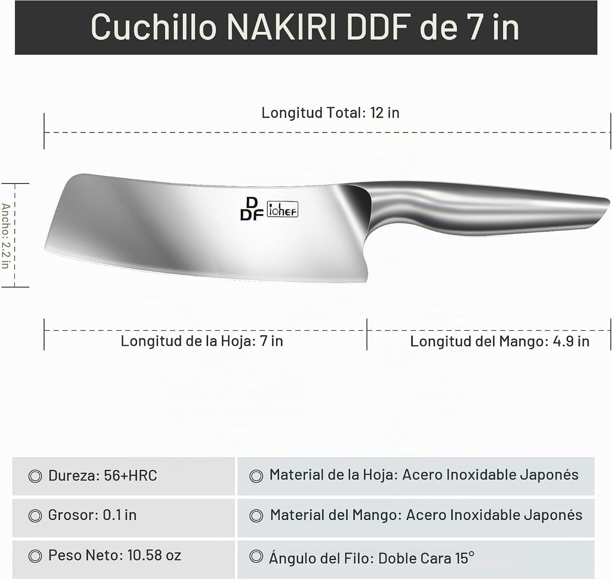 DDF IohEF - Cuchillo | Cuchillo de chef profesional con mango hueco...
