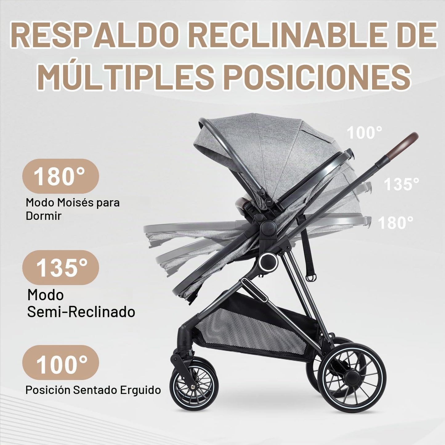 Cochecito de bebé 2 en 1 con modo moisés \u2013 Cochecito plegable...