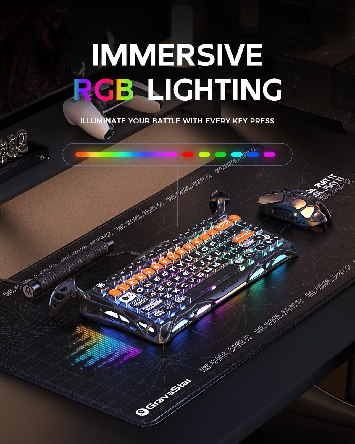GravaStar Teclado mecánico inalámbrico Mercury K1 Pro para juegos,...