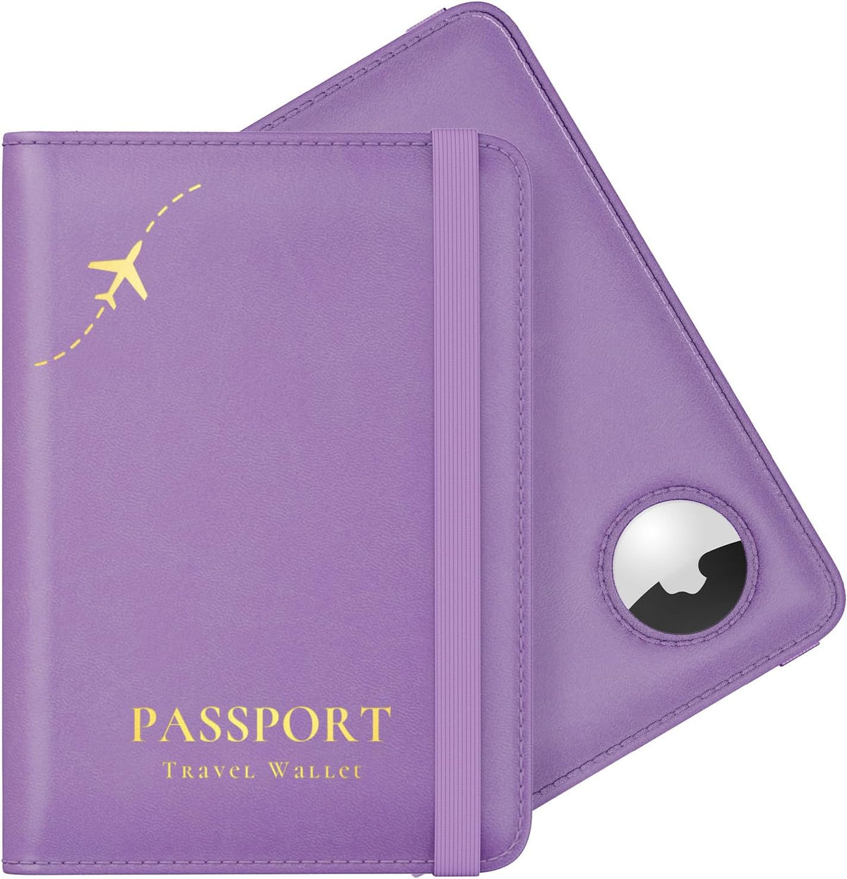 Stouchi Funda para pasaporte AirTag, Púrpura, Pequeña | Piel sintét...
