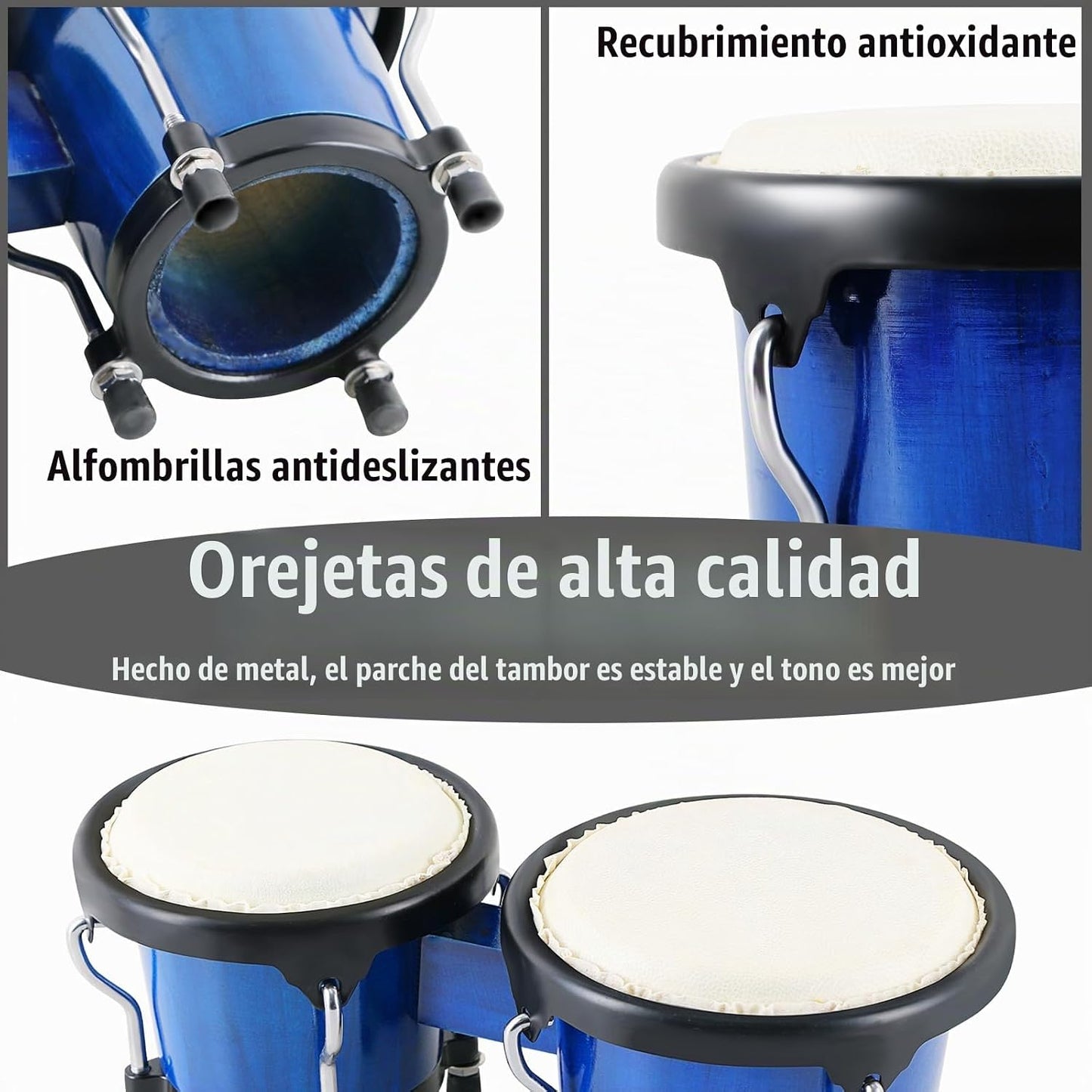 VANPHY Juego de Bongos de Madera para Principiantes Bongo Natural A...