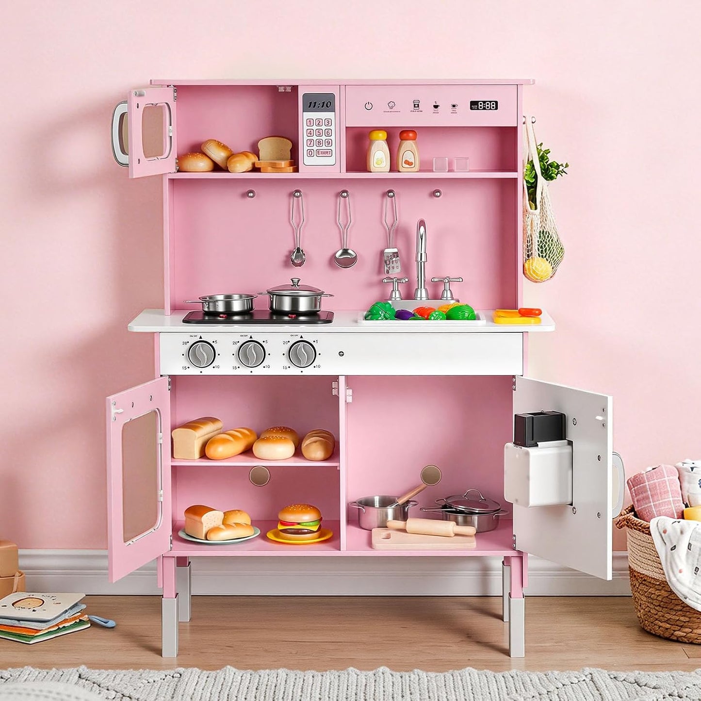 VEVOR Juego de cocina para niños, juego de cocina de madera para ni...