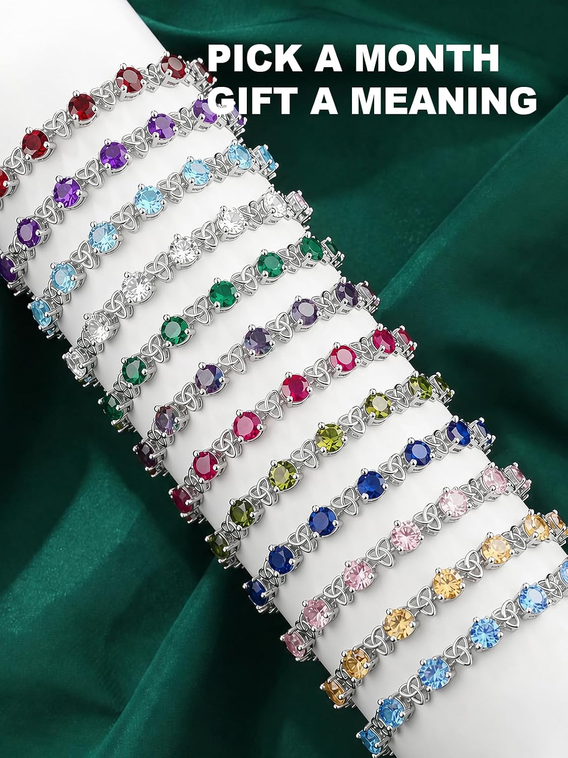 ETERMBOL Pulsera de tenis de piedra natal para mujer, pulsera de pl...