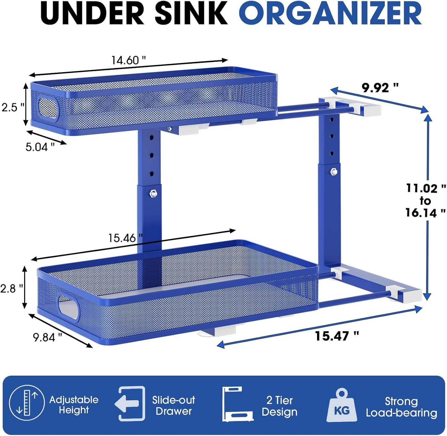 Organizador para debajo del fregadero, 2 unidades, estante de metal...
