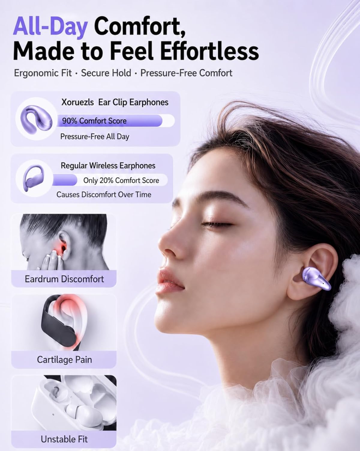 Boytond - Auriculares ultra abiertos, auriculares con clip, auricul...