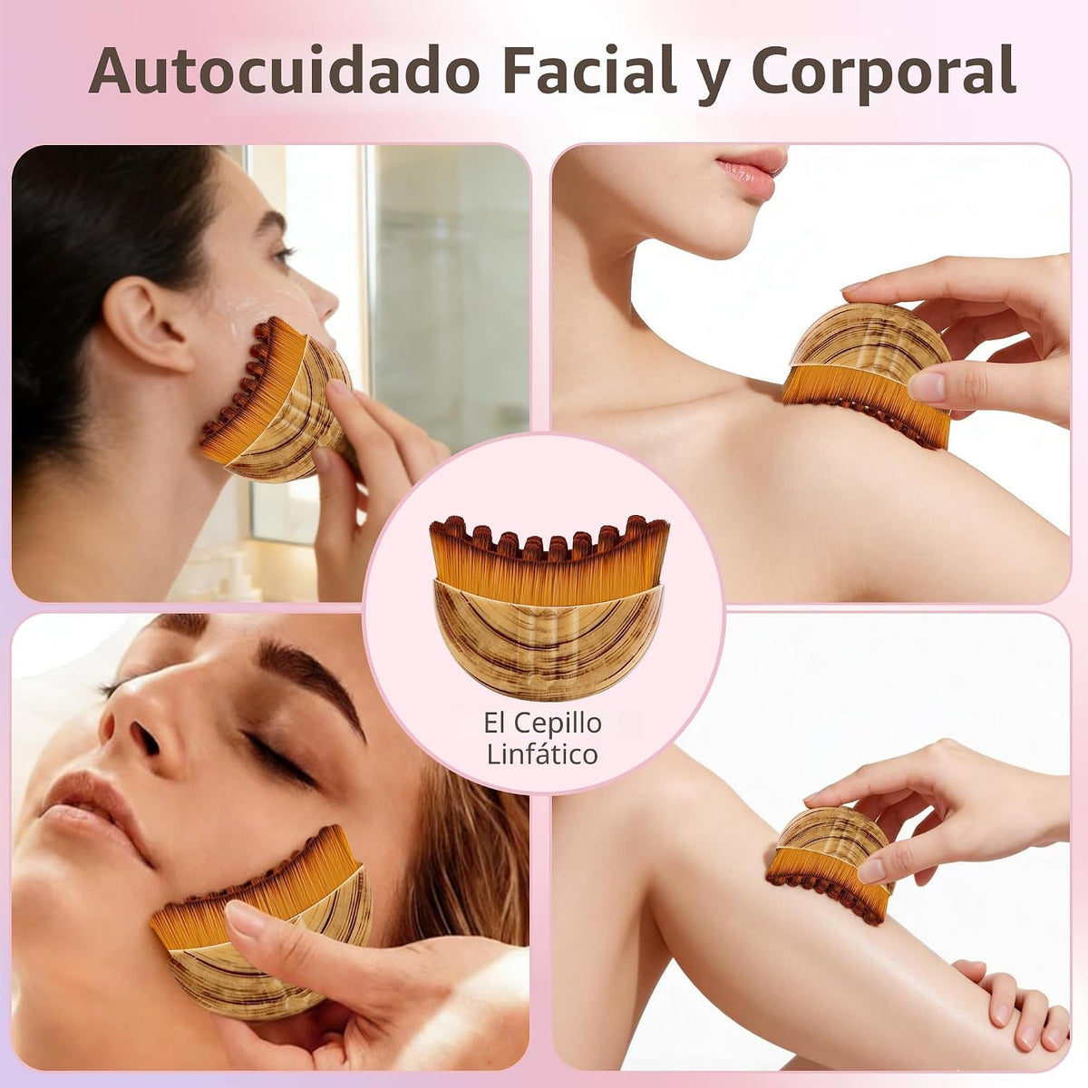 Cepillo facial de contorno linfático (2 unidades), masajeador de dr...