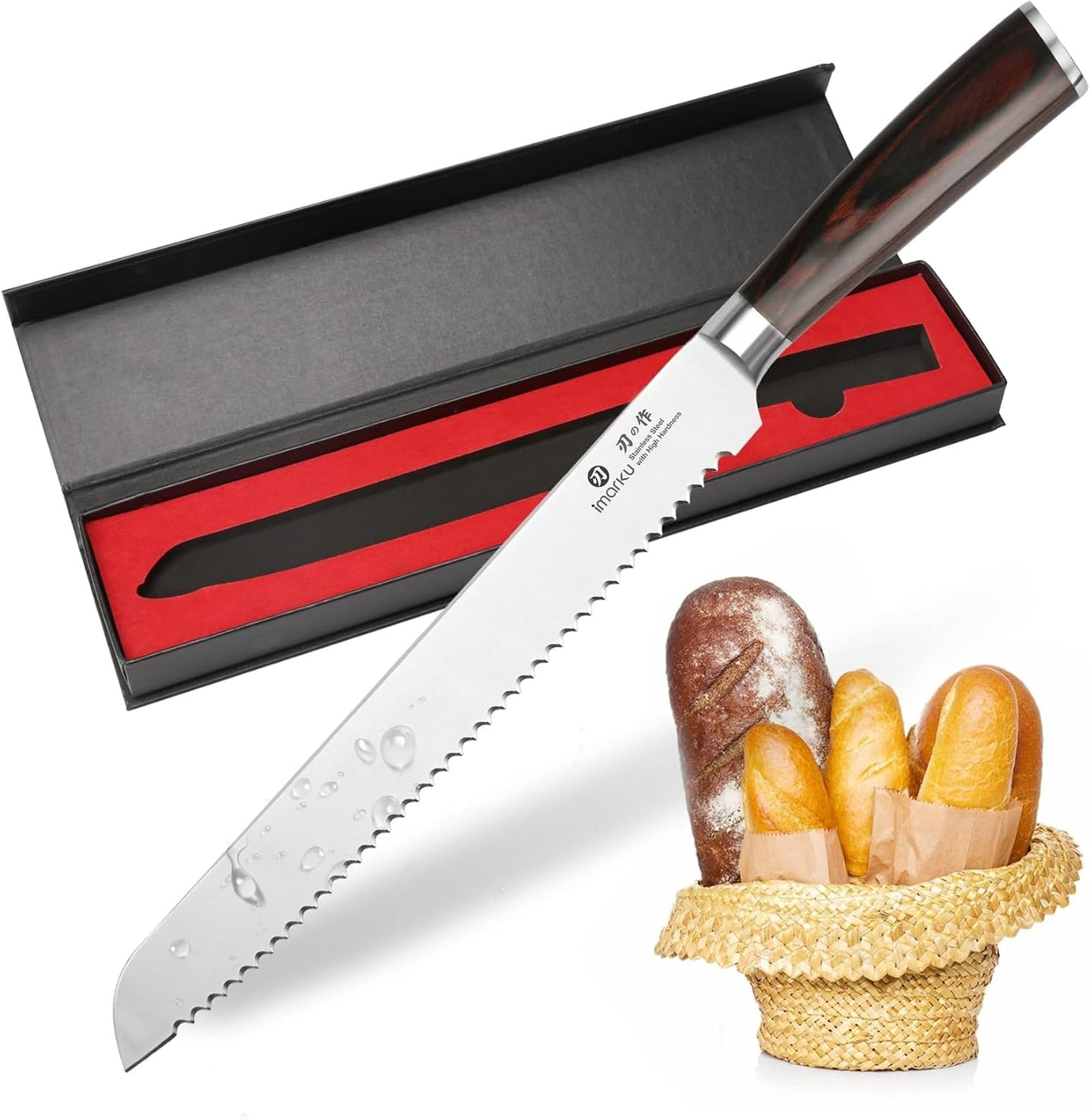 Cuchillo de pan imarku, cuchillo de sierra ultra afilado de 10 pulg...