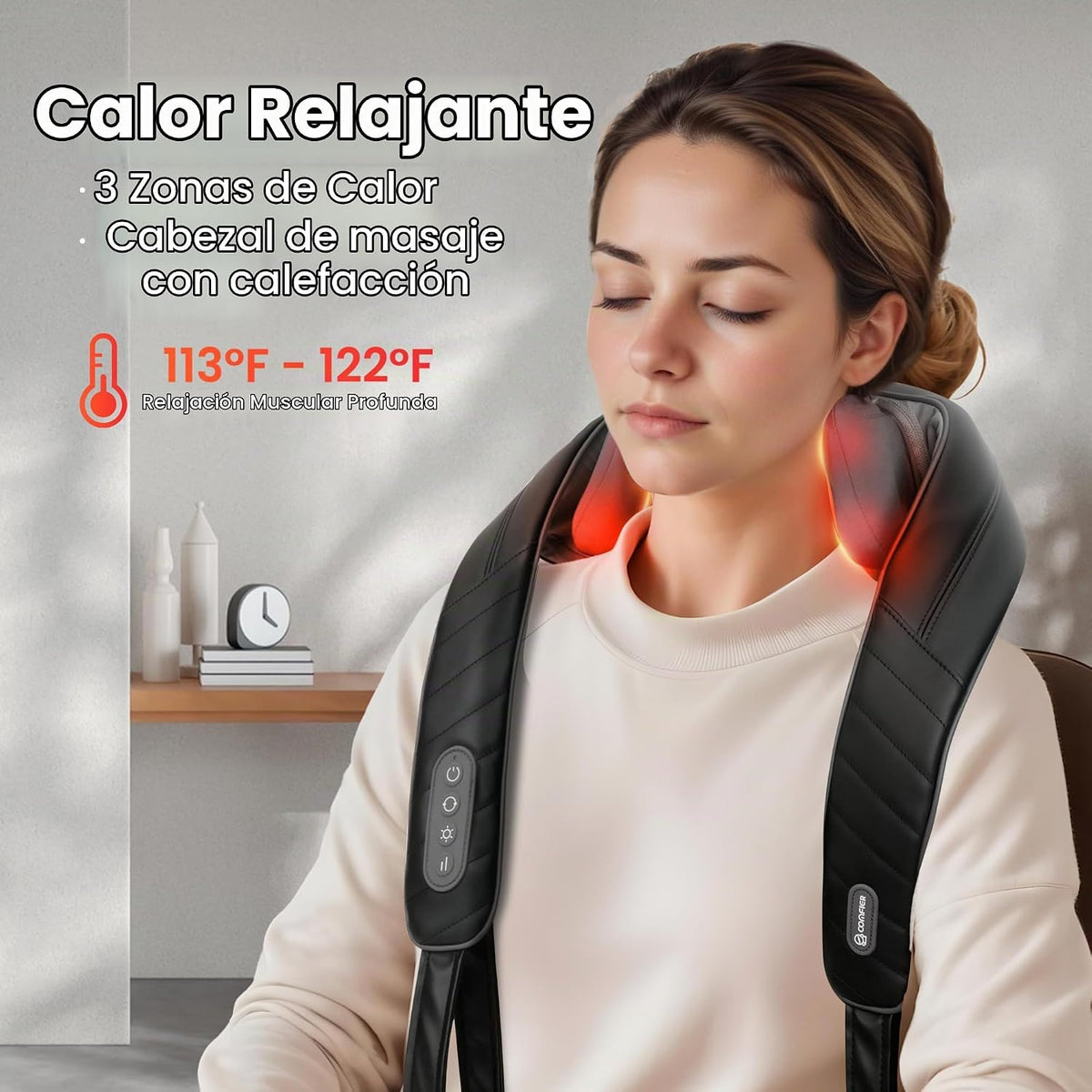 COMFIER Masajeador inalámbrico de cuello y hombros con calor, negro...