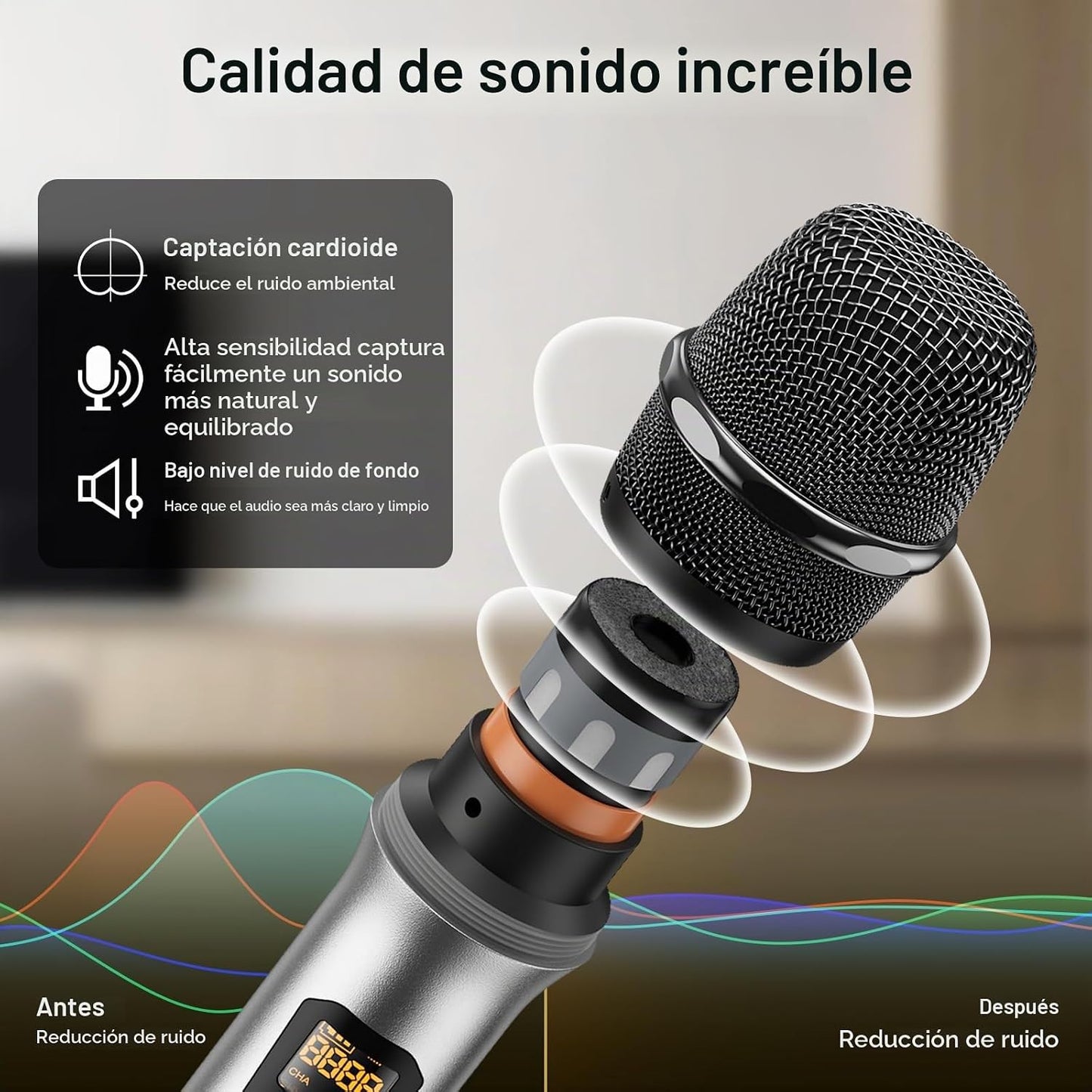 TONOR Sistema de Micrófonos Inalámbricos con Auriculares UHF de Met...