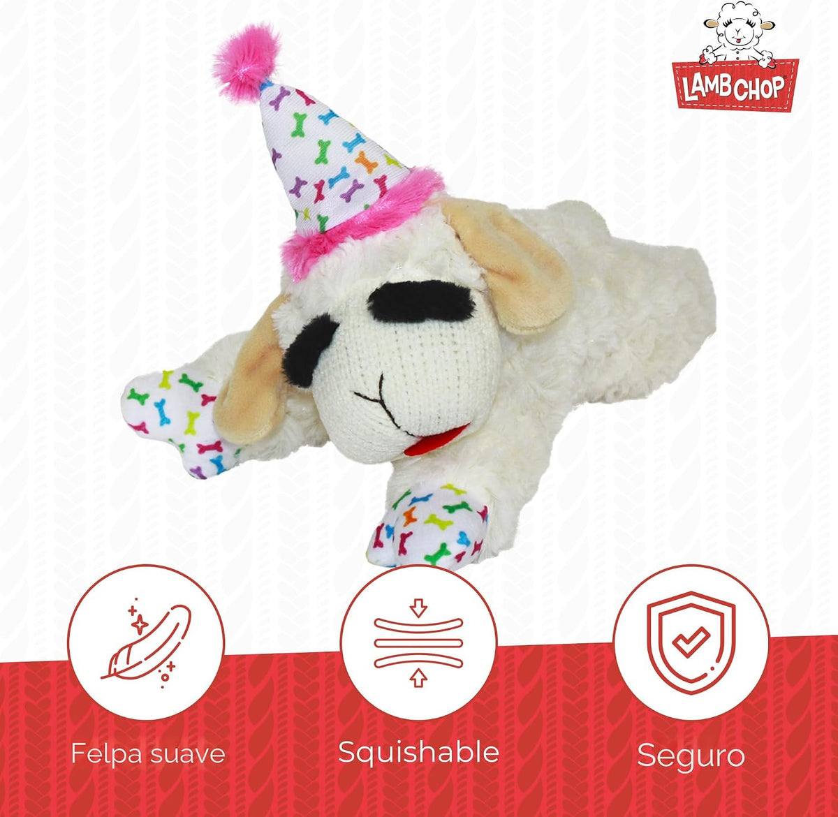 Multipet Lamb Chop - Juguete de peluche para perro con sombrero de...