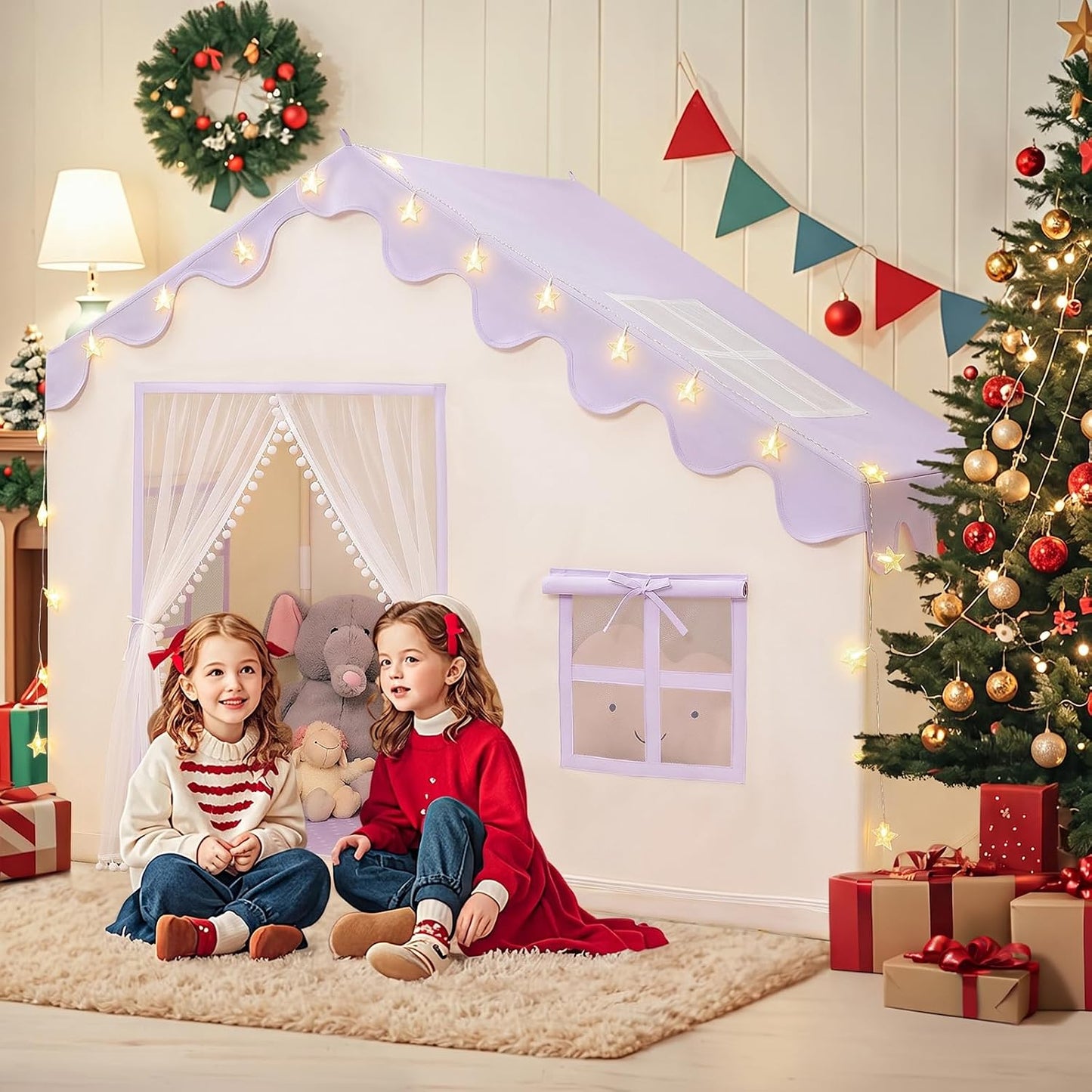 PIIKAGO Tienda de juegos para niños con tapete y luces de estrellas...