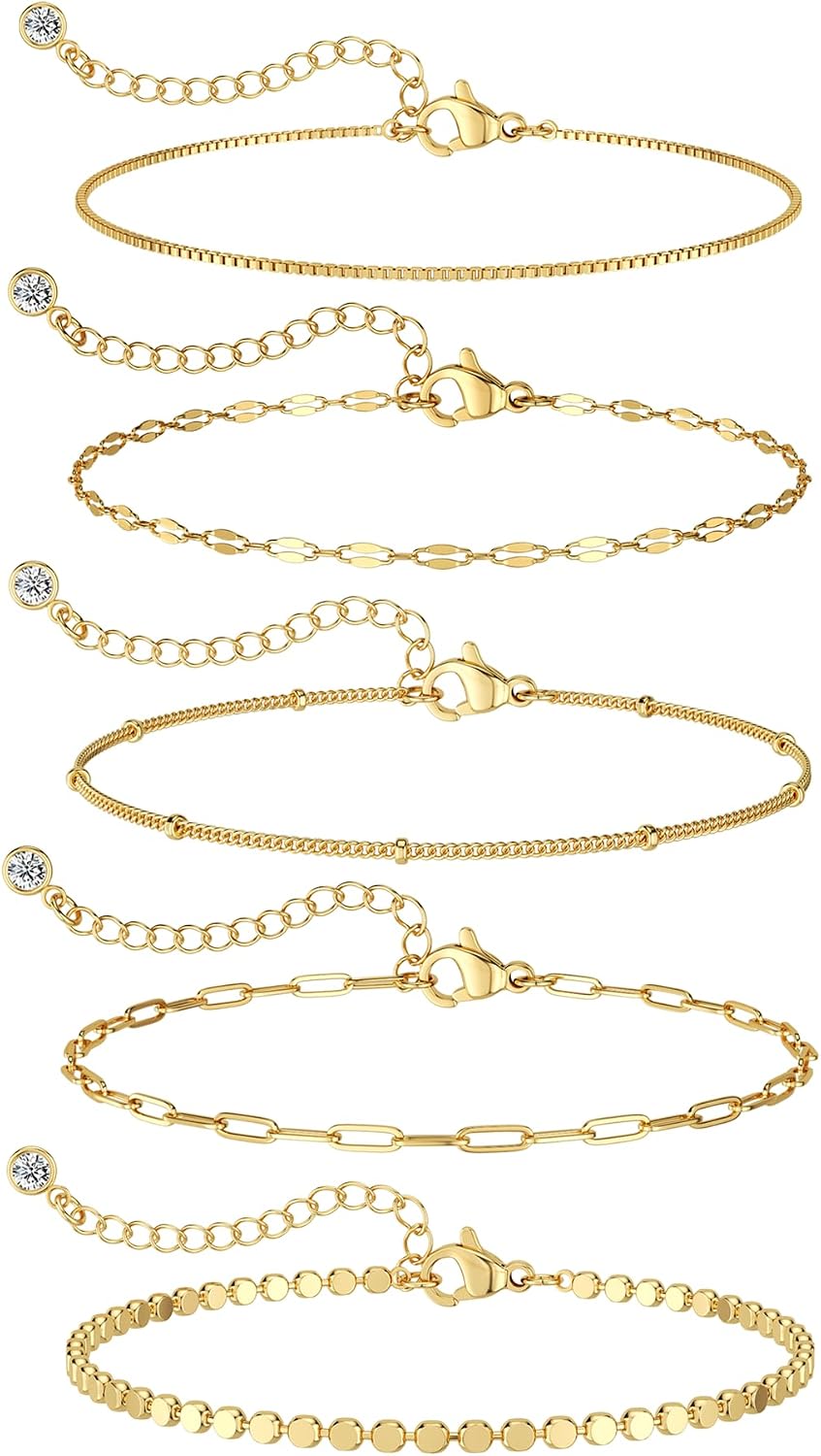 MBW Pulseras chapadas en plata para mujer, delicadas pulseras de pl...