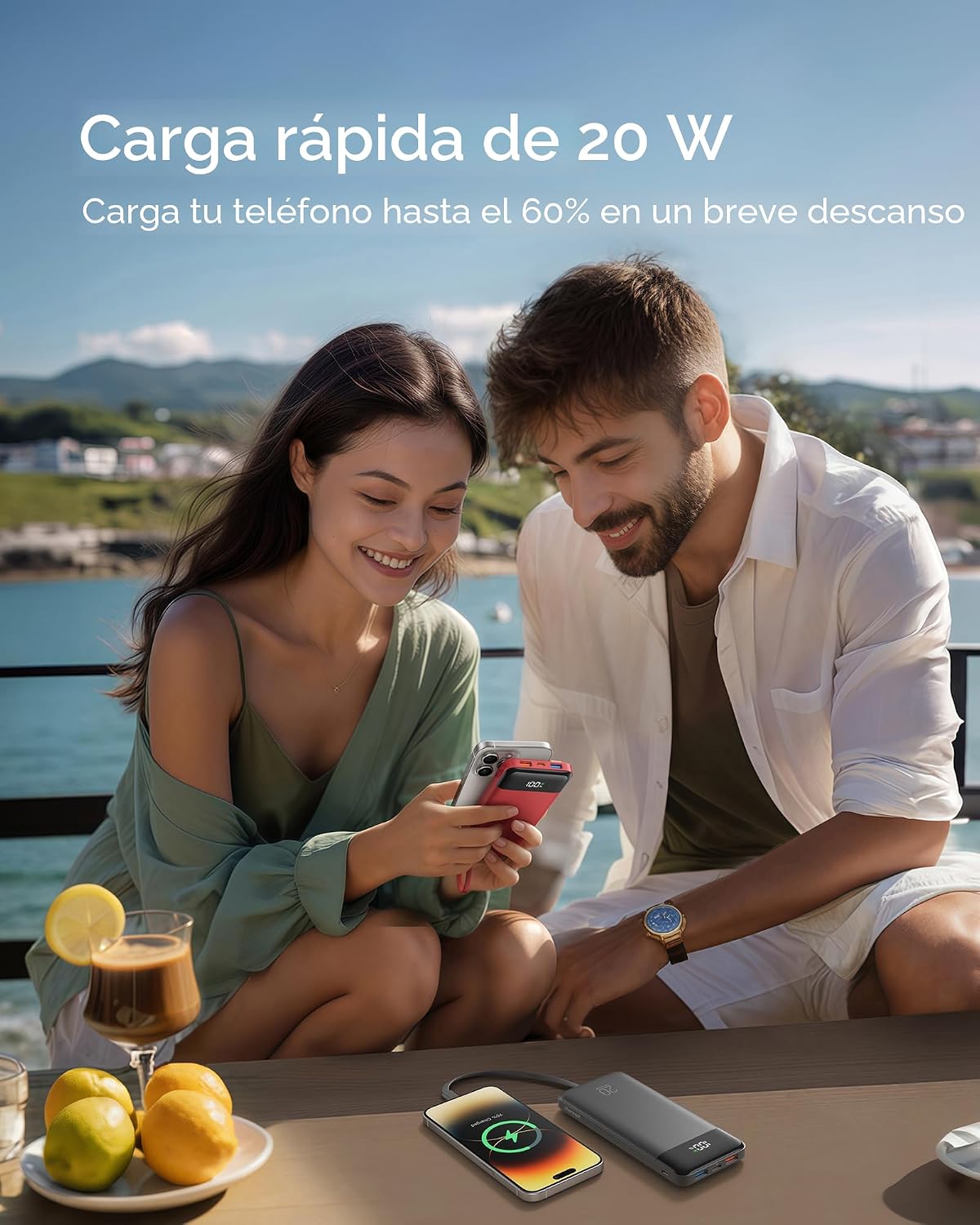 Charmast 20000mAh Cargador Portátil con Cables Integrados, Banco de...