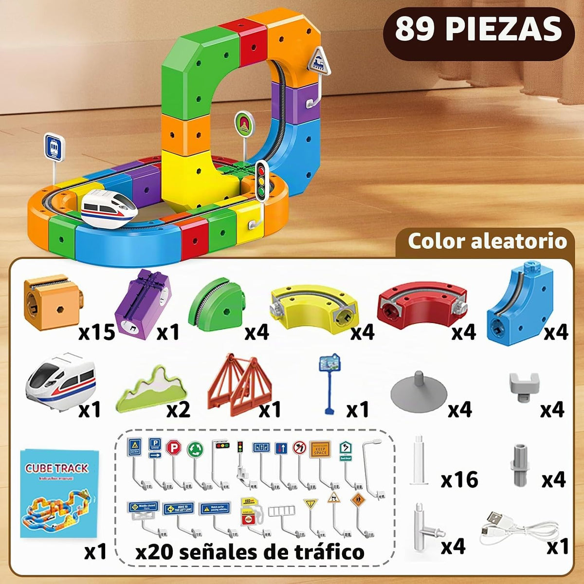 Juego de Pista de Tren Eléctrico Magnético, Pistas de Carrera Flexi...