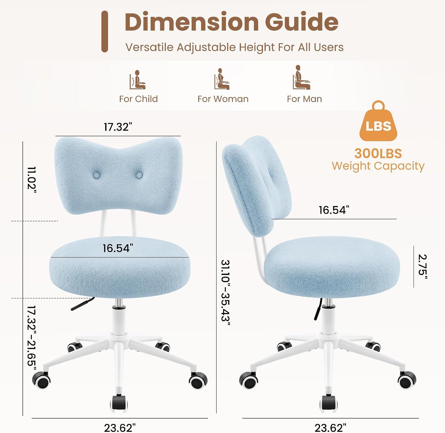 Silla de tocador pequeña con ruedas, cómoda silla de escritorio con...