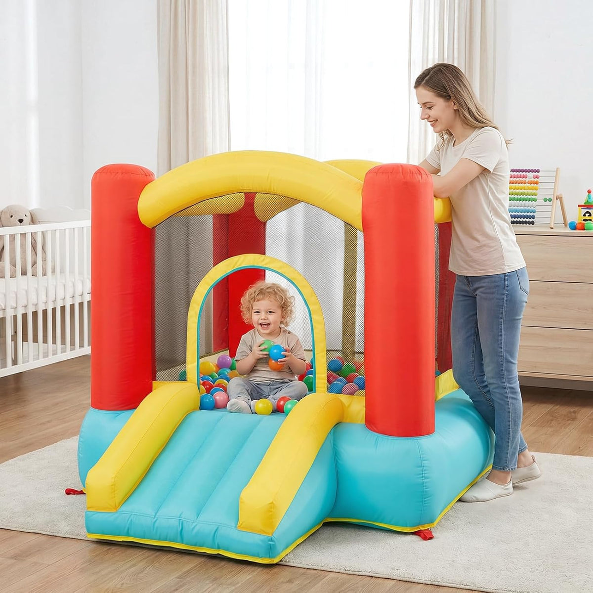 Casa de rebote interior para niños pequeños: pequeño castillo hinch...