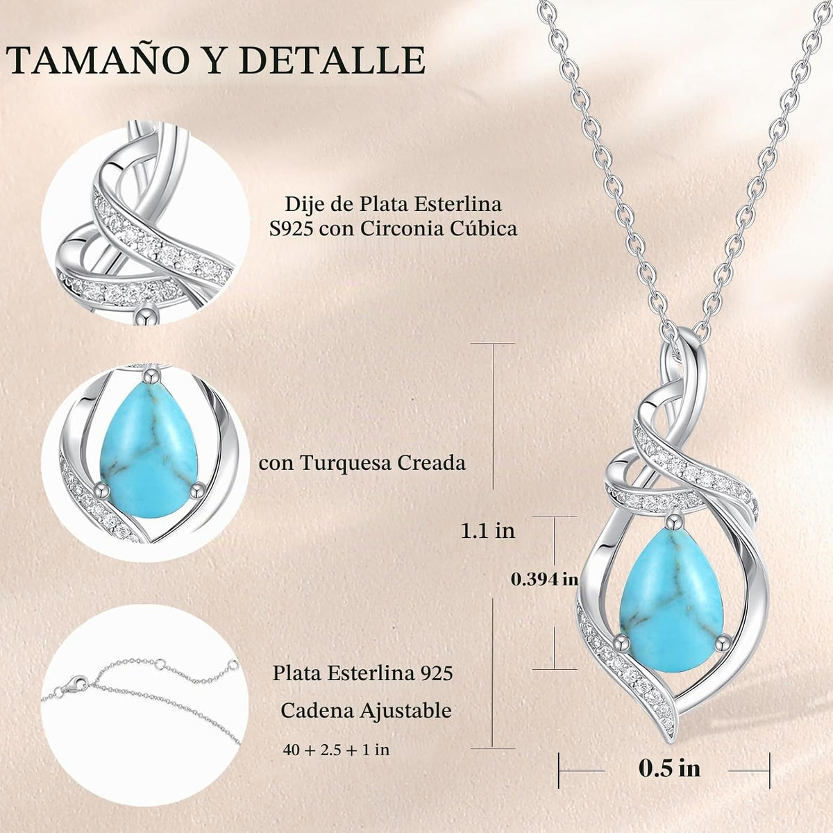 FANCIME Collar con piedra natal para mujer con colgante de lágrima...