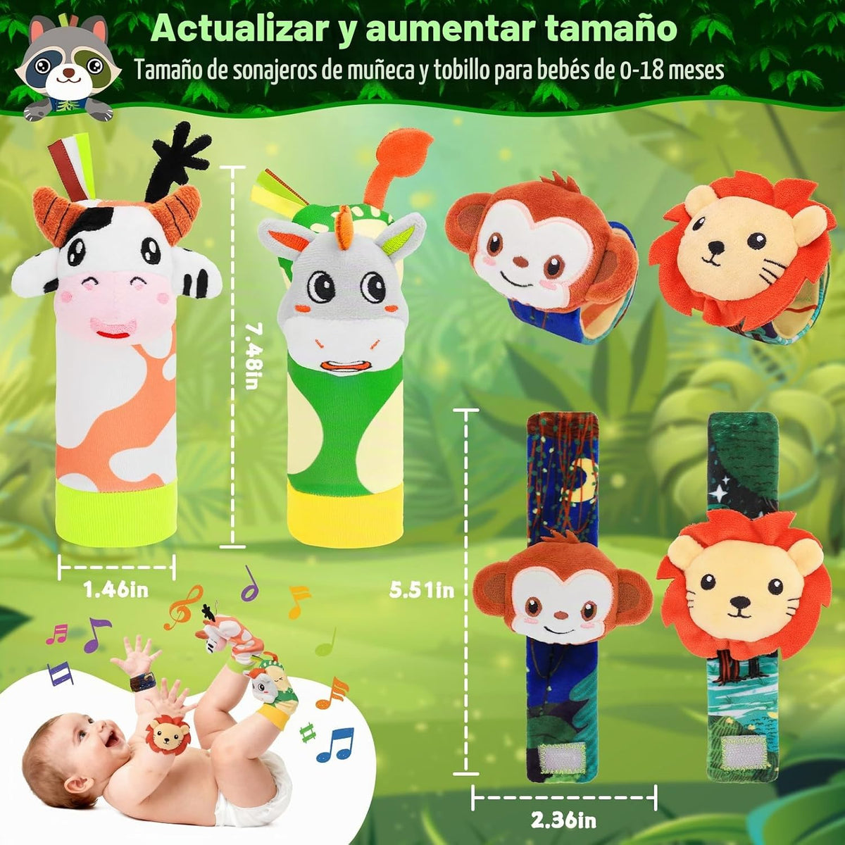 Zendstanding - Juego de calcetines de muñeca para bebé de 0 a 6 mes...