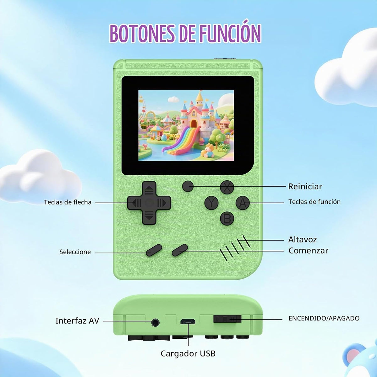 Pantalla IPS de 3.0 pulgadas con mini consola de juegos portátil, 4...
