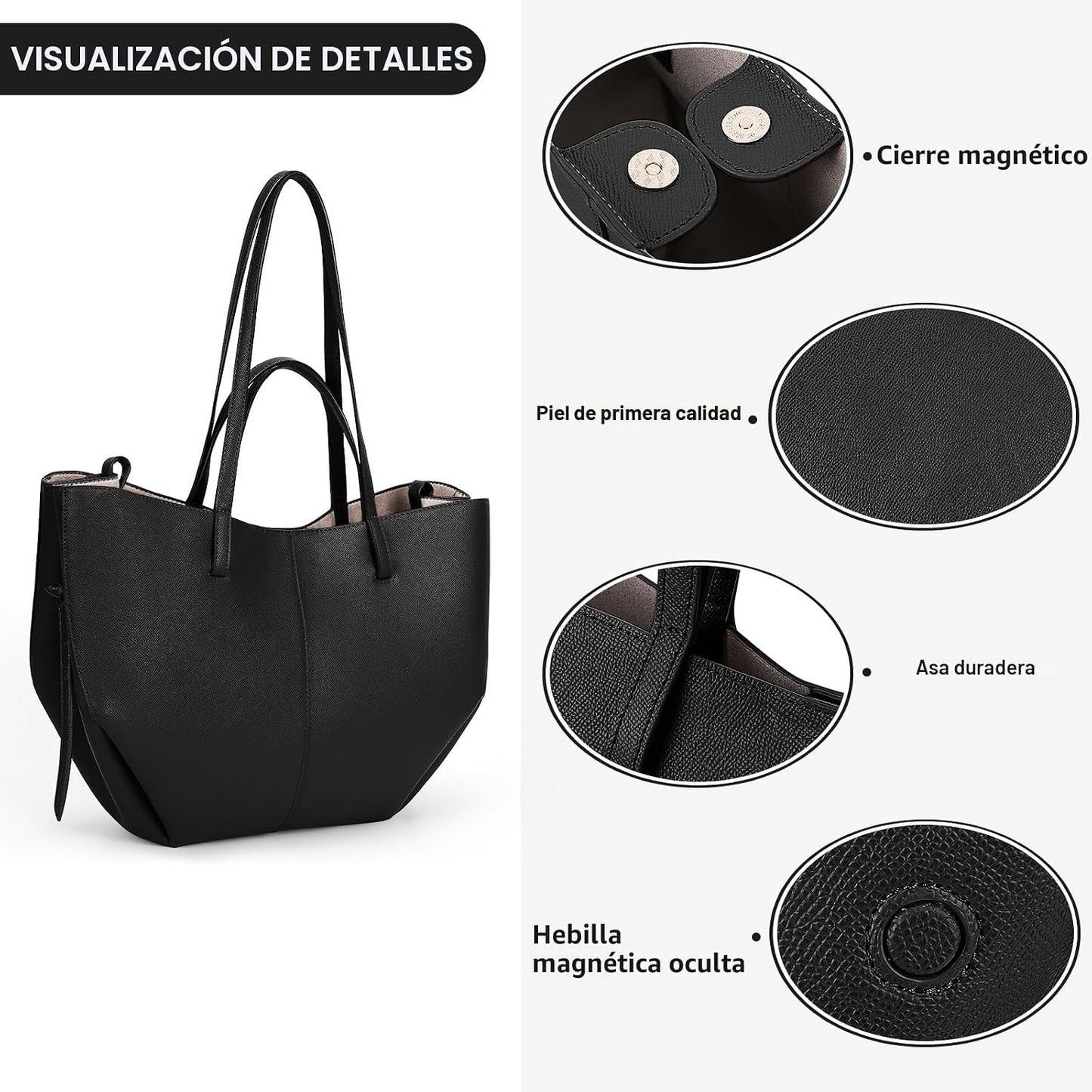 Juoxeepy Bolsa de trabajo de piel sintética para mujer, bolso de ma...