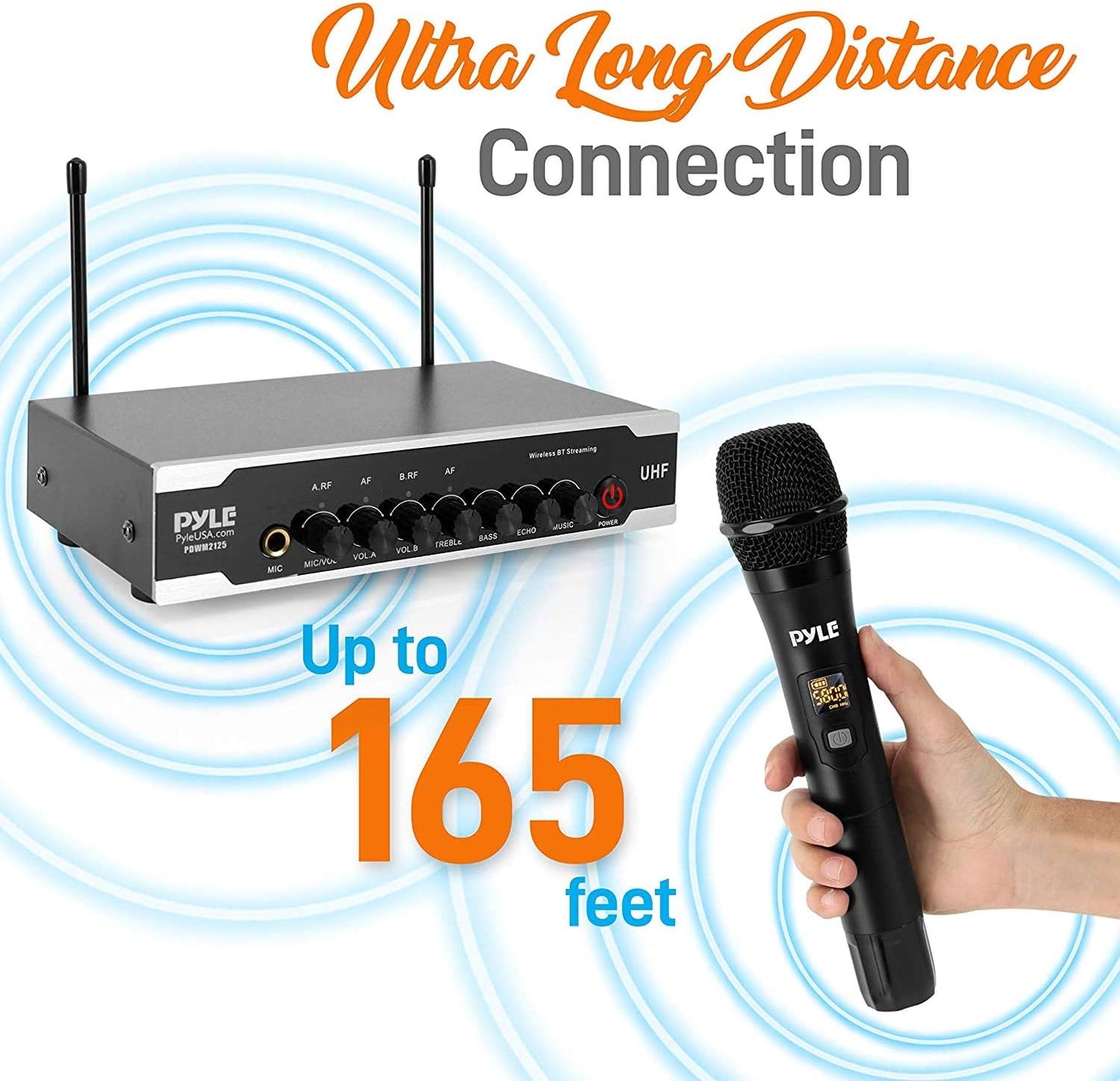 Pyle Sistema de micrófono inalámbrico Uhf portátil, juego de micróf...