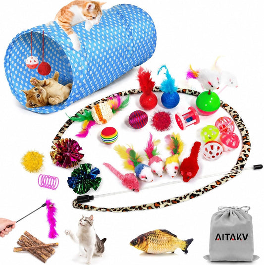 AILUKI 35 PCS Surtidos de juguetes para gatos y gatitos, variedad d...