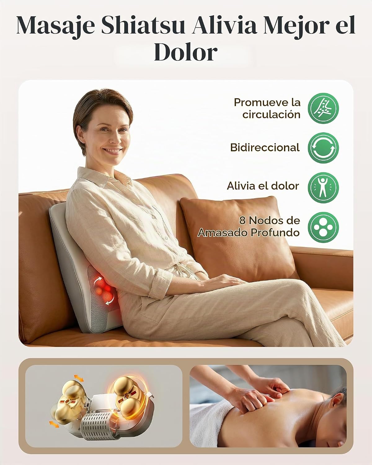 Heycool Shiatsu - Masajeador de espalda y cuello, almohada de masaj...