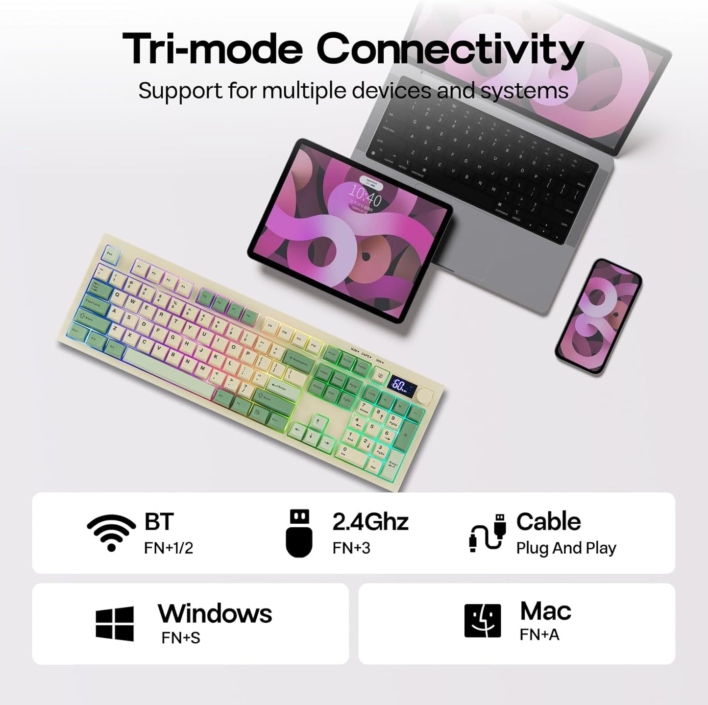 EPOMAKER Aula S102 PRO Teclado de membrana para juegos con pantalla...
