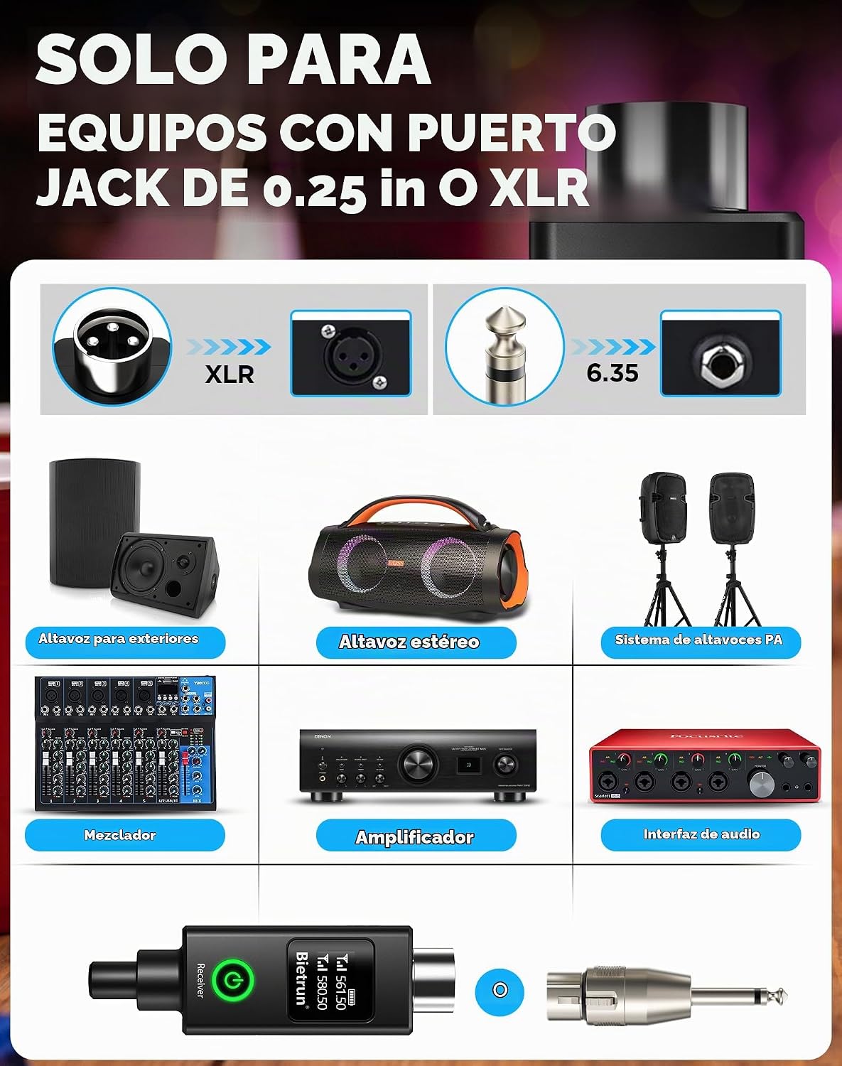 Bietrun Micrófono Inalámbrico XLR, Conjunto de Micrófono Dinámico d...