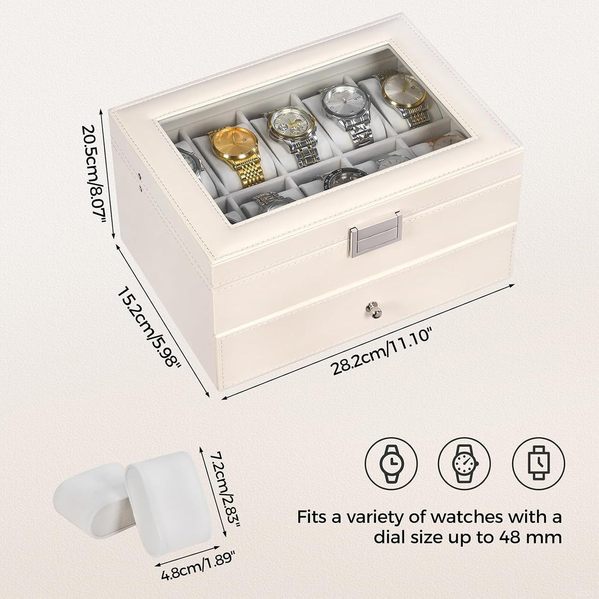 BEWISHOME Caja de reloj, caja de reloj de 20 ranuras para hombres c...