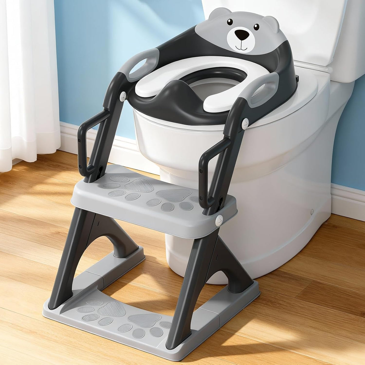 Reposabrazos de seguridad mejorados para asiento de inodoro 2 en 1...