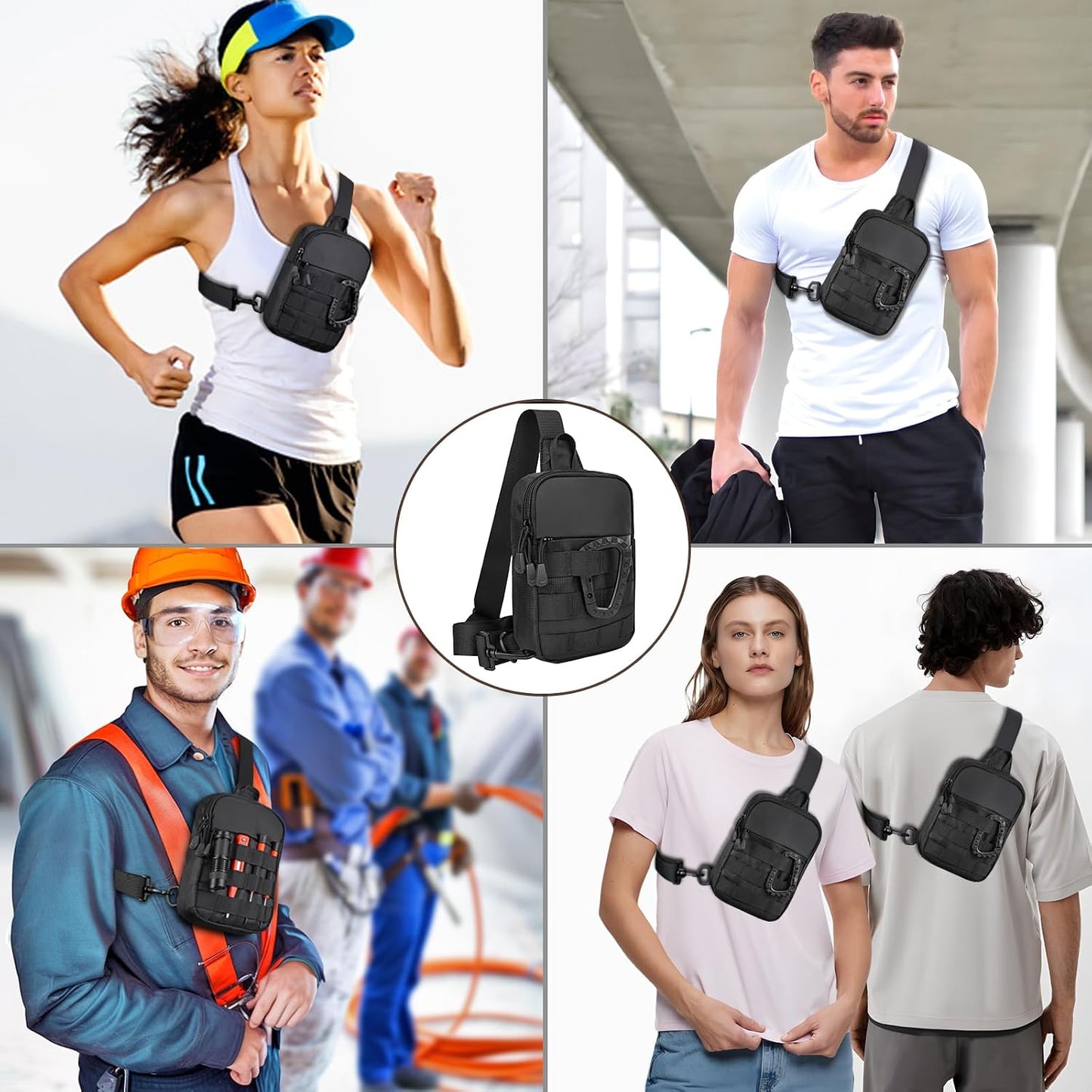 DEYACE Pequeña bolsa cruzada para hombre, inspirada en táctica, imp...