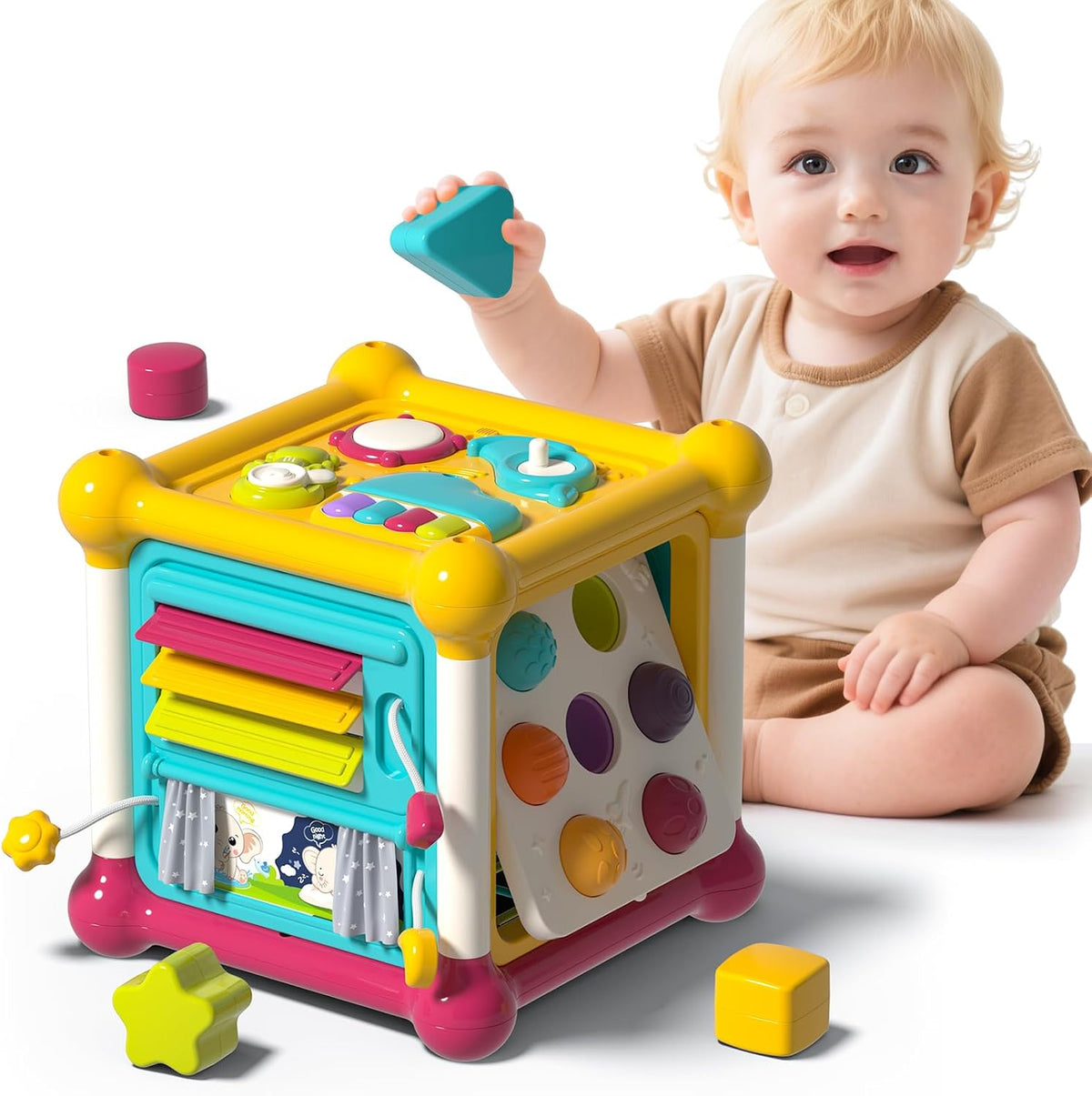 PANITU Cubo de actividades para bebés, juguete de desarrollo tempra...