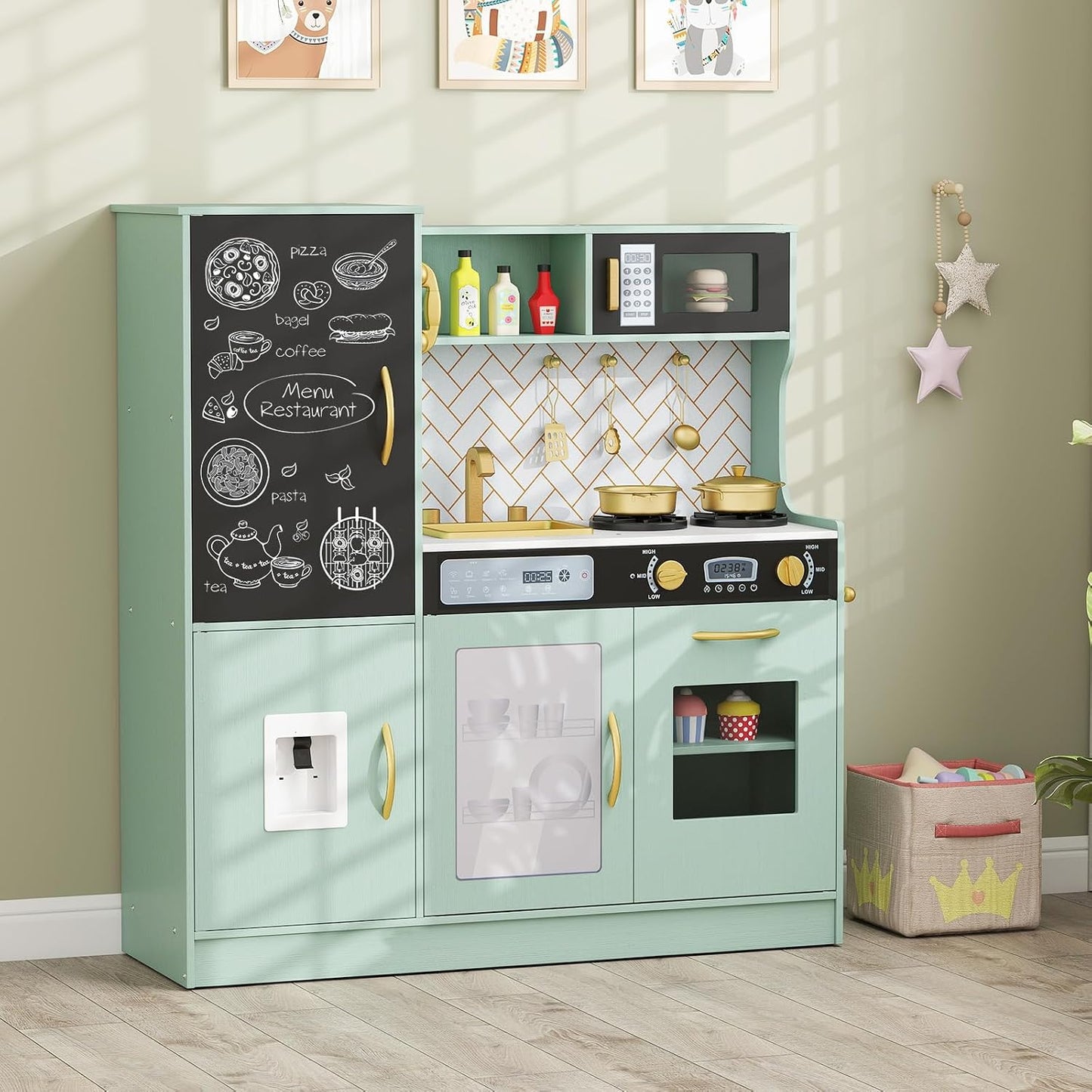 Costzon Juego de cocina para niños, juego de juguetes de cocina de...