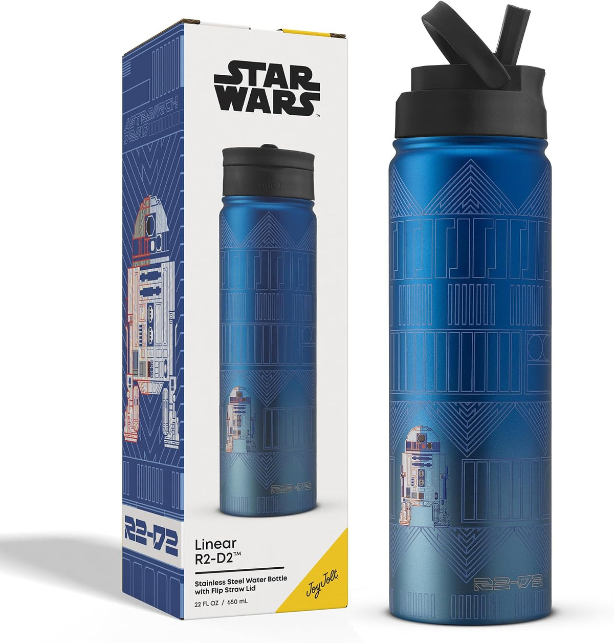 JoyJolt Star Wars Linear R2-D2 - Botella de agua de acero inoxidabl...