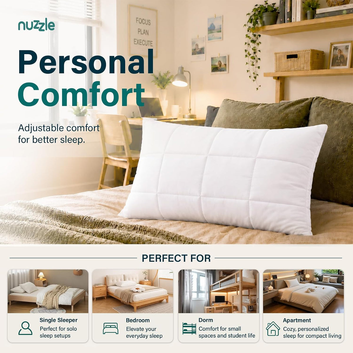 Nuzzle - Almohada de enfriamiento ajustable para dormir de lado, al...