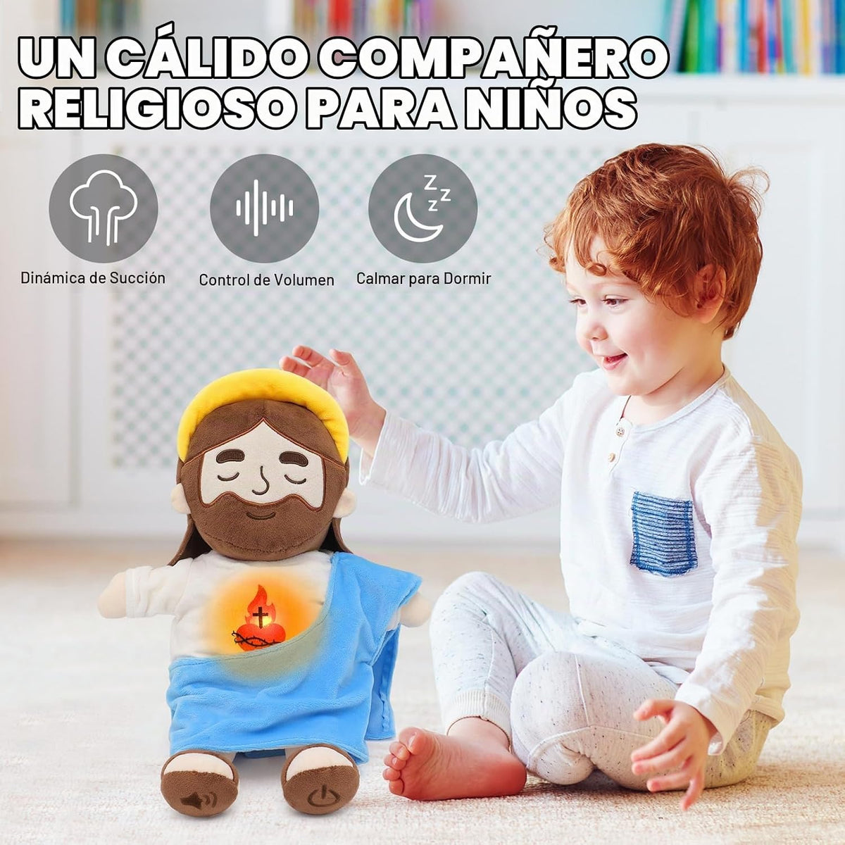 Yelakey Muñeco de Jesús de Peluche Relajante con Luz y Sonido, Muñe...