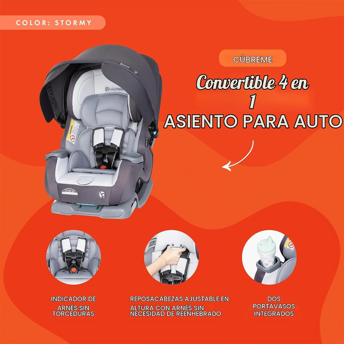 Baby Trend Cover Me - Asiento convertible 4 en 1 para bebés y niños...