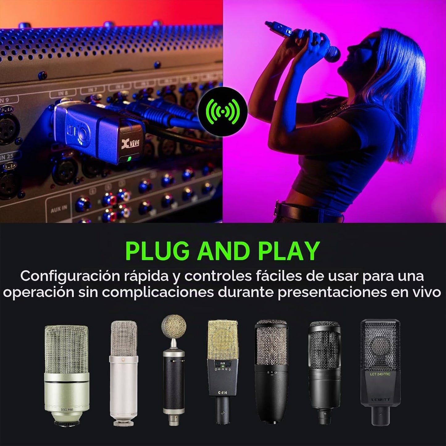 Xvive Sistema inalámbrico de micrófono U3C Transmisor y receptor XL...