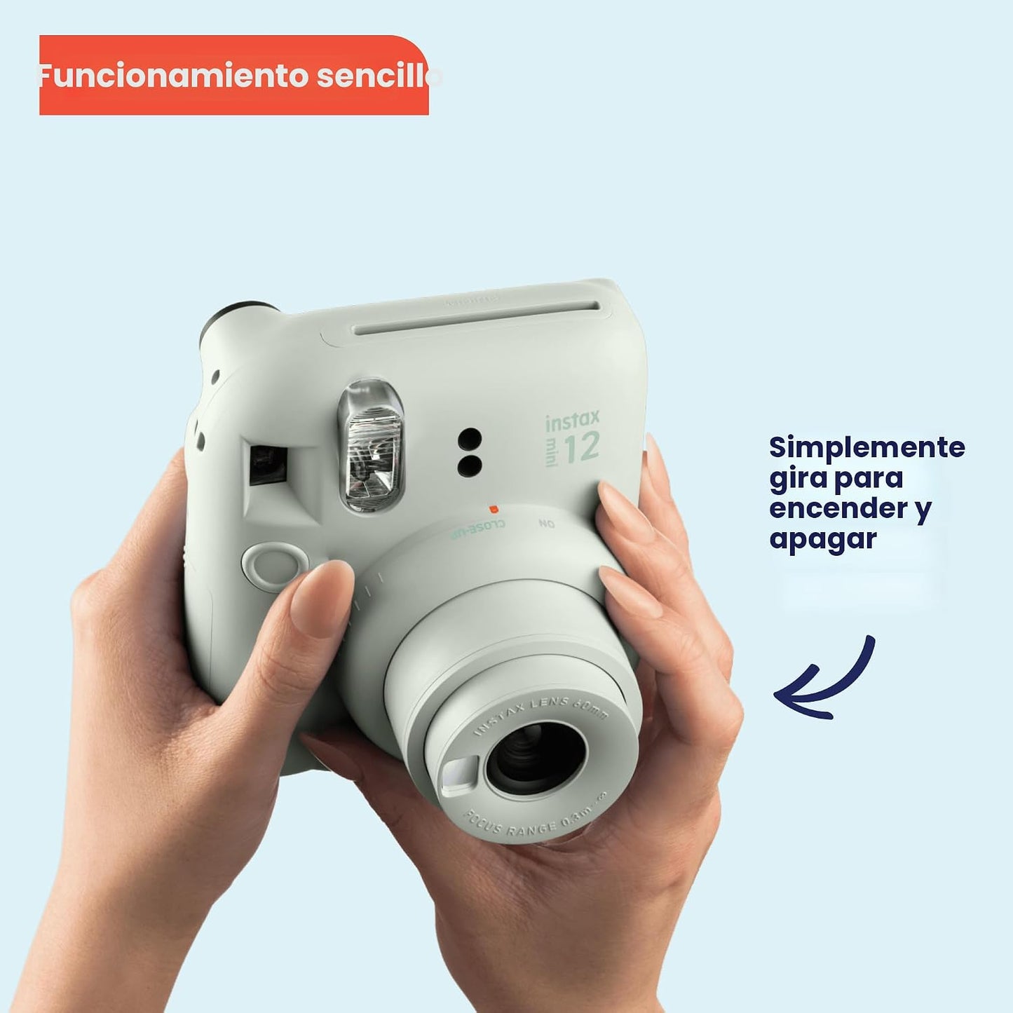 Fujifilm Cámara Instax Mini 12 de película instantánea, color blanc...