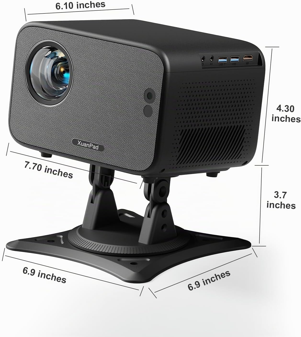 [3000 ANSI y enfoque automático] Mini proyector inteligente negro c...