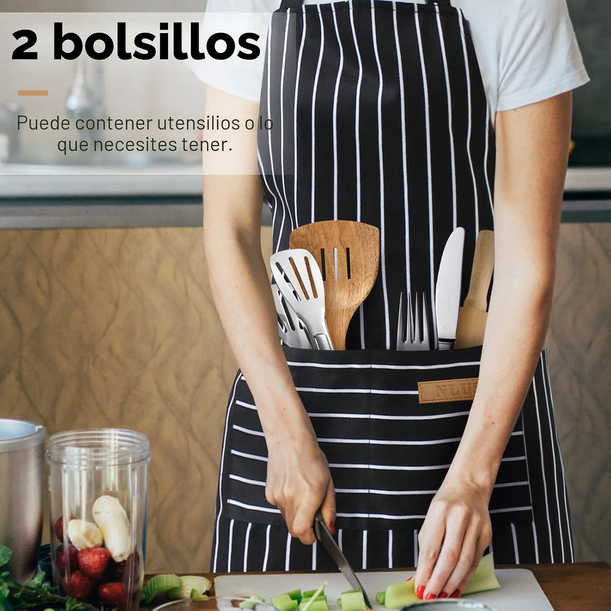 NLUS Paquete de 2 delantales de cocina de cocina, delantal de chef...