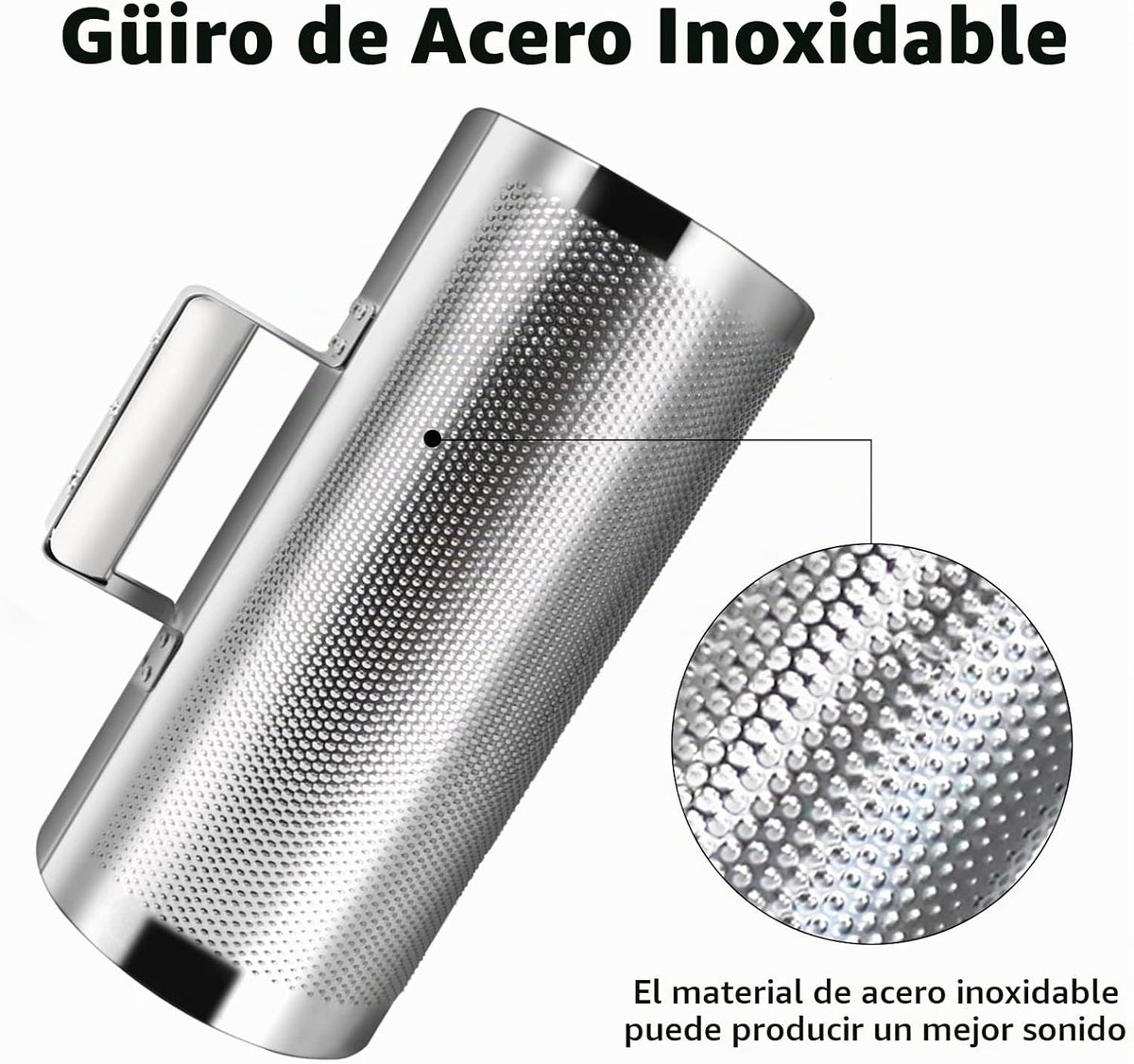 Soulmate Guiro Instrument Guiro Shaker de acero inoxidable 3 "1...