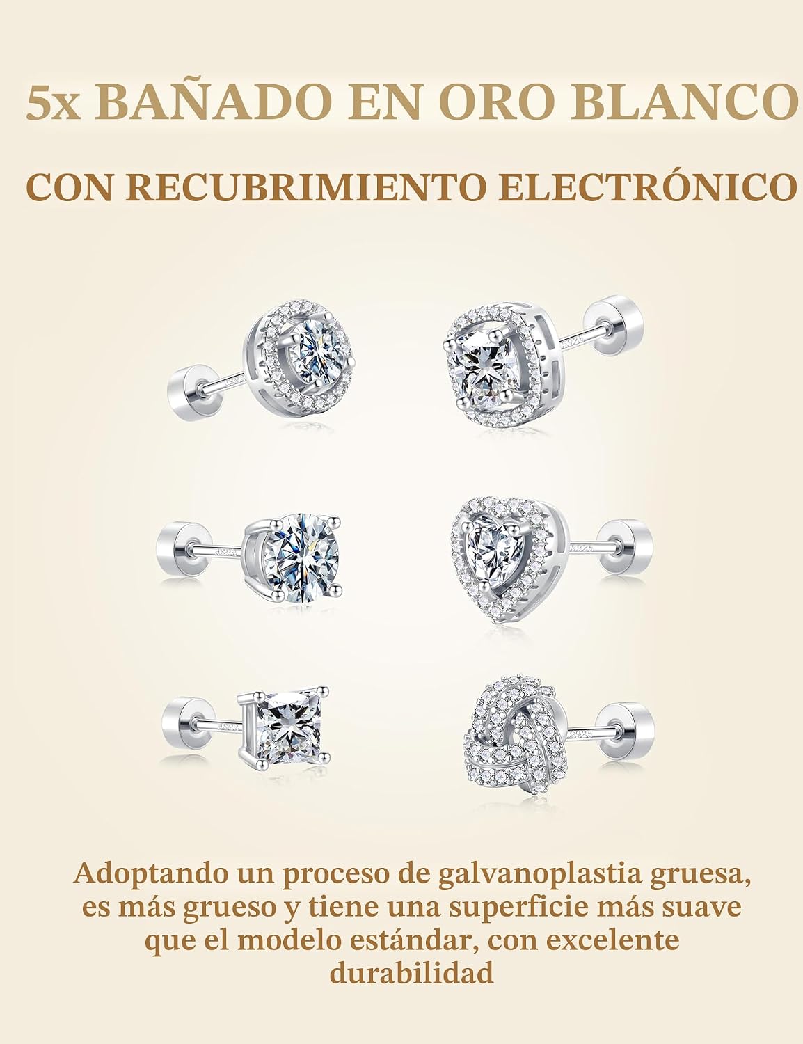 M MOOHAM Juego de aretes hipoalergénicos de plata de ley 925 para m...